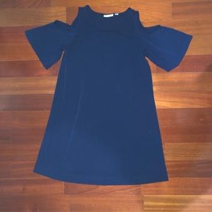Navy blue cold shoulder shift dress